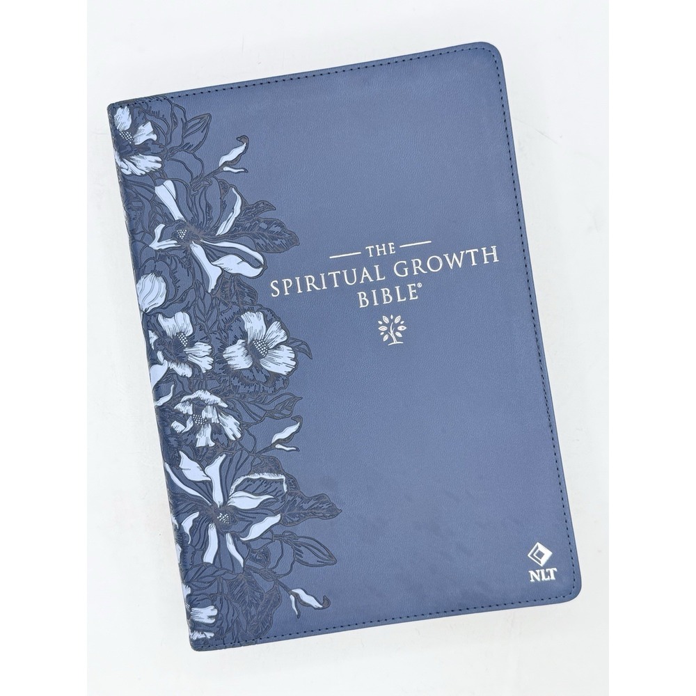 The Spiritual Growth Bible NLT: navy blue faux leather with thumb index